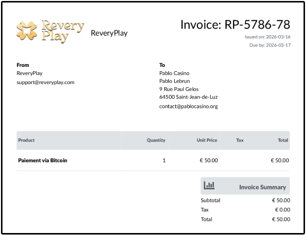 preuve de paiement reveryplay