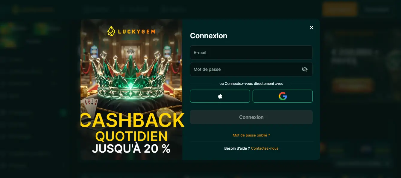 retrait étape 1 luckygem casino